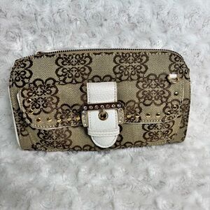 Kathy Van Zeeland Elegant Brown and White Women's Clutch/Crossbody Bag NWOT